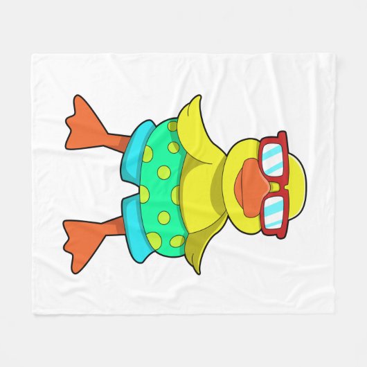 Duck met Swim-ring en zonnebril Fleece Deken (Voorkant (Horizontaal))