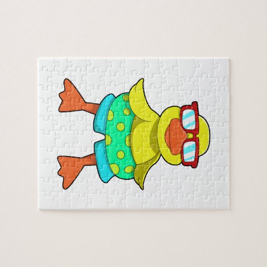 Duck met Swim-ring en zonnebril Legpuzzel (Horizontaal)