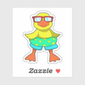 Duck met Swim-ring en zonnebril Sticker (Vel)