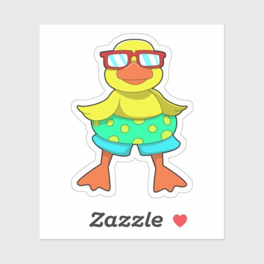 Duck met Swim-ring en zonnebril Sticker (Vel)