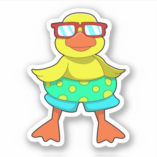 Duck met Swim-ring en zonnebril Sticker (Voorkant)