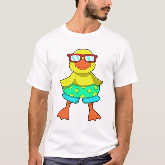 Duck met Swim-ring en zonnebril T-shirt (Voorkant)
