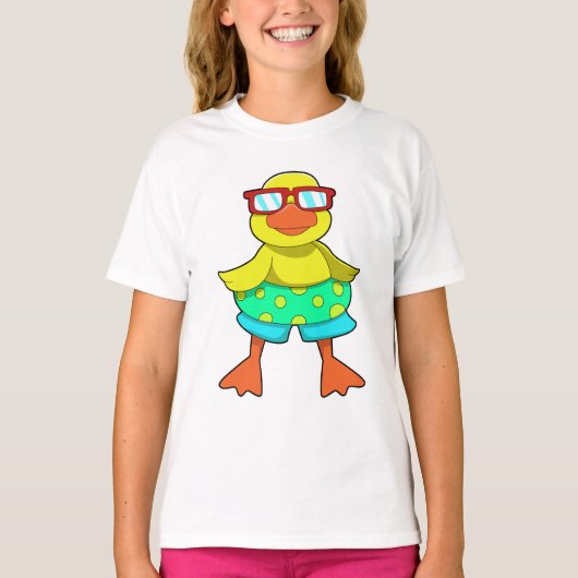 Duck met Swim-ring en zonnebril T-shirt (Voorkant)