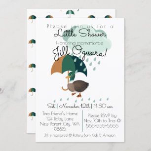 Duck met Umbrella Baby shower Invitation Flat Kaart