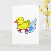 Duck met zwemring in Water.PNG Kaart (Gele Bloem)