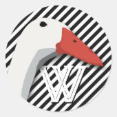 Duck Monogram Black en White Pinstripes Pattern Ronde Sticker (Voorkant)