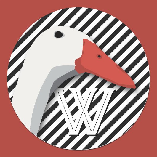 Duck Monogram Black en White Pinstripes Pattern Ronde Sticker