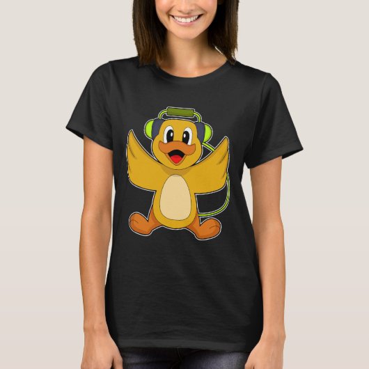 Duck Muzikant Hoofdtelefoon Muziek T-shirt (Voorkant)