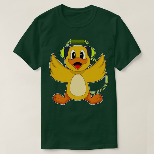 Duck Muzikant Hoofdtelefoon Muziek T-shirt (Design voorkant)