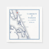 Duck NC Kaart Elegante Navy Blue Wedding Servet (Voorkant)