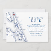 Duck NC Outer Banks Navy Wedding Welkomstroute Bedankkaart (Voorkant)