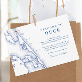 Duck NC Outer Banks Navy Wedding Welkomstroute Bedankkaart
