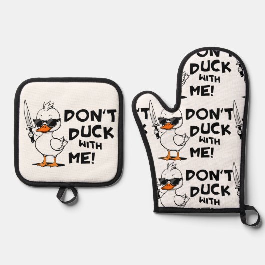 Duck niet met me sarcastisch ovenwant & pannenlap set (Voorkant)