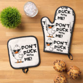 Duck niet met me sarcastisch ovenwant & pannenlap set (Top down)