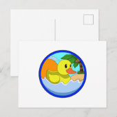 Duck on Beach with Palm trees.PNG Briefkaart (Voorkant / Achterkant)