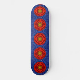 Duck on blue met red kaleidoscoop persoonlijk skateboard