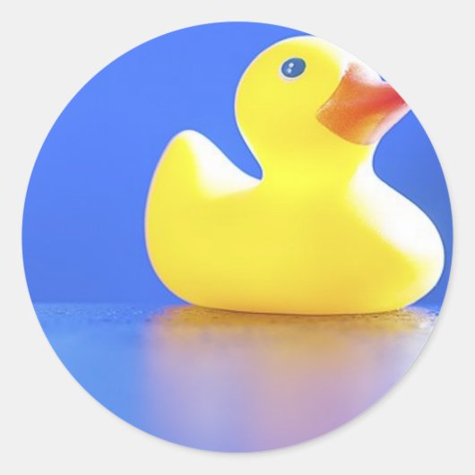 Duck on Blue Ronde Sticker (Voorkant)
