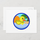 Duck op Beach met Palm-bomen.PNG Briefkaart (Voorkant / Achterkant)