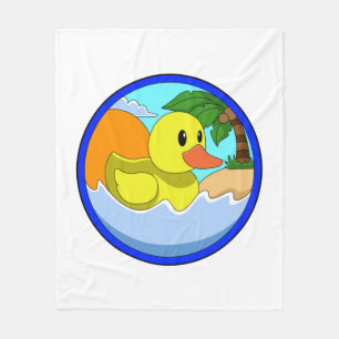 Duck op Beach met Palm-bomen.PNG Fleece Deken