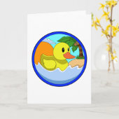 Duck op Beach met Palm-bomen.PNG Kaart (Gele Bloem)