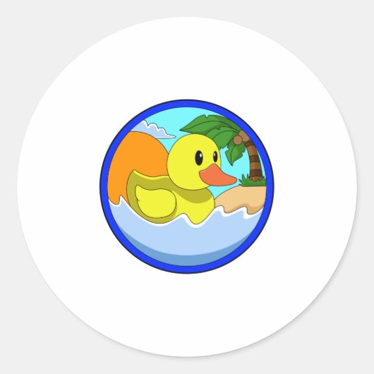 Duck op Beach met Palm-bomen.PNG Ronde Sticker (Voorkant)
