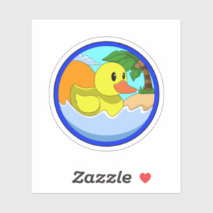 Duck op Beach met Palm-bomen.PNG Sticker