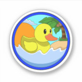 Duck op Beach met Palm-bomen.PNG Sticker (Voorkant)