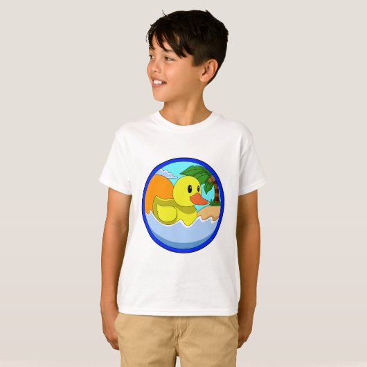 Duck op Beach met Palm-bomen.PNG T-shirt (Voorkant volledig)