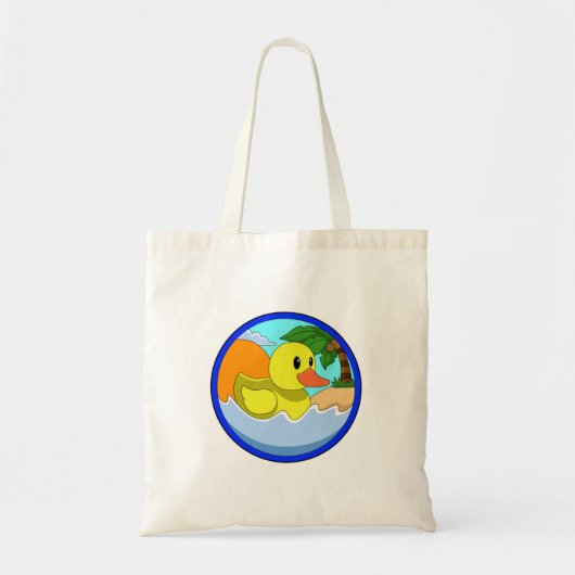 Duck op Beach met Palm-bomen.PNG Tote Bag (Voorkant)