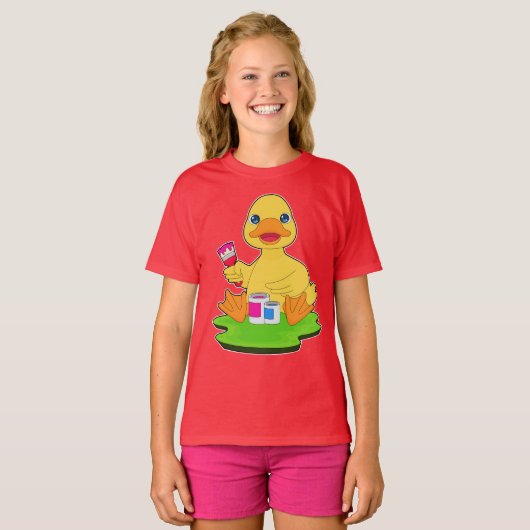 Duck Painter Paint penseel Schilderen T-shirt (Voorkant volledig)