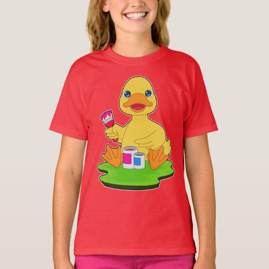 Duck Painter Paint penseel Schilderen T-shirt (Voorkant)