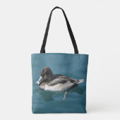 Duck Photo Black White Feathers Water Bird Tote Bag (Achterkant)