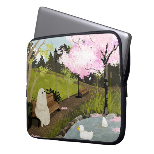 Duck Pond - Spring Laptop Sleeve (Voorkant Links)