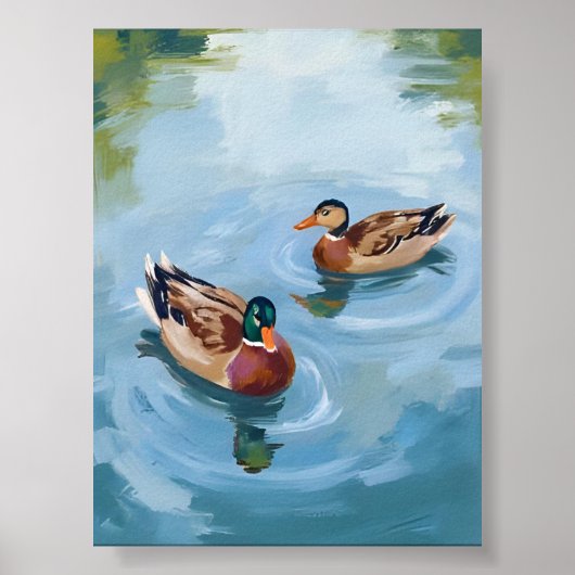 Duck Pond Watercolor Painted Poster (Voorkant)