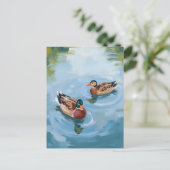 Duck Pond Waterverf Painted Briefkaart (Staand voorkant)
