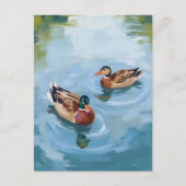 Duck Pond Waterverf Painted Briefkaart (Voorkant)