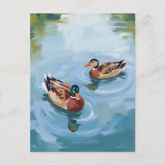 Duck Pond Waterverf Painted Briefkaart (Voorkant)