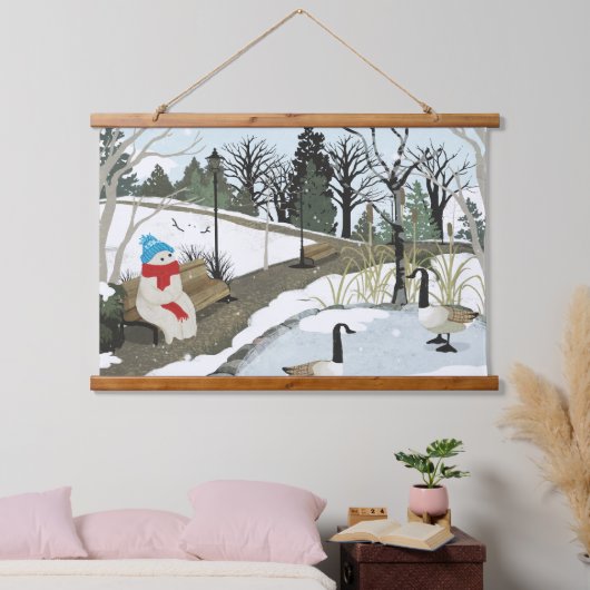 Duck Pond - Winter Hangend Wandkleed (Slaapkamer)