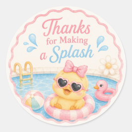 Duck Pool Party Bedankt Stickers | Roze Zomer