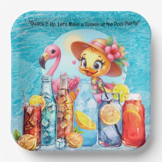 Duck Pool Party met Drinken! Papieren Bordje (Voorkant)