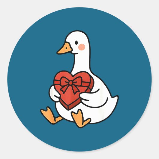Duck Preppy Silly Just Goose Valentine Love Joke Ronde Sticker (Voorkant)