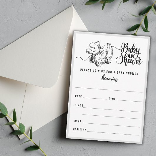 Duck Pull Baby shower invullen uitnodiging