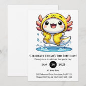 Duck Raincoat Axolotl Birthday Kaart (Voorkant / Achterkant)