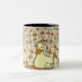 Duck Rally - Grappige Cartoon Duck Speech Crowd Mo Tweekleurige Koffiemok (Center)