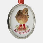 Duck Red Rubber Boots Je bent gewoon Ducky Metalen Ornament (Rechts)