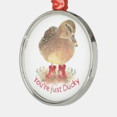 Duck Red Rubber Boots Je bent gewoon Ducky Metalen Ornament (Links)