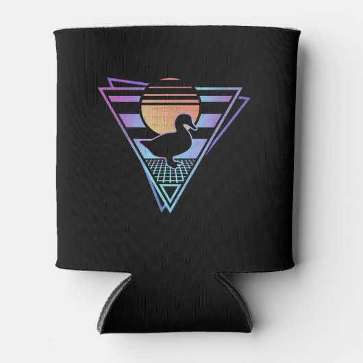 Duck Retro 80s EDM Synthwave Gift T-Shirt Blikjeskoeler (Voorkant)