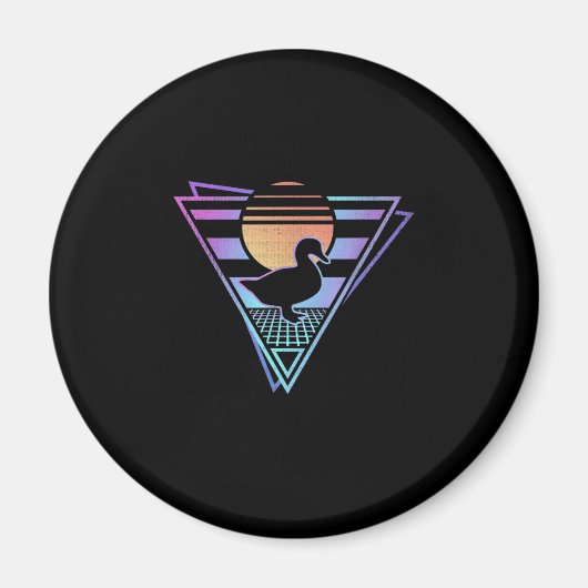 Duck Retro 80s EDM Synthwave Gift T-Shirt Magneet (Voorkant)