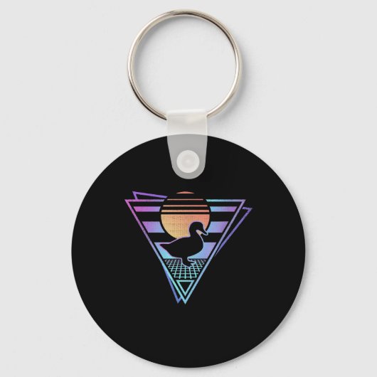 Duck Retro 80s EDM Synthwave Gift T-Shirt Sleutelhanger (Voorkant)