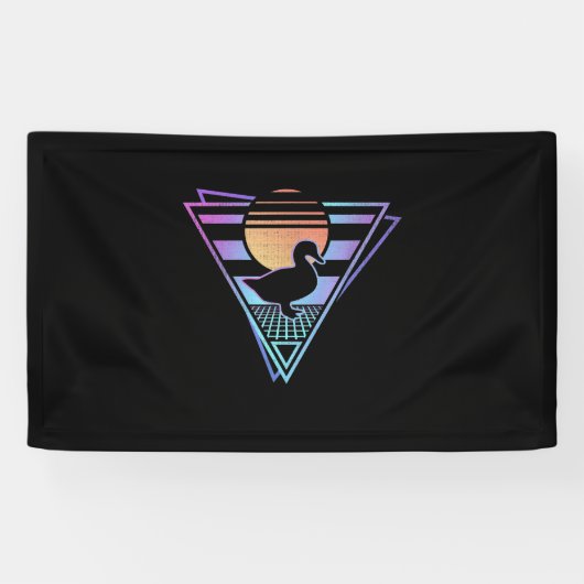 Duck Retro 80s EDM Synthwave Gift T-Shirt Spandoek (Horizontaal)